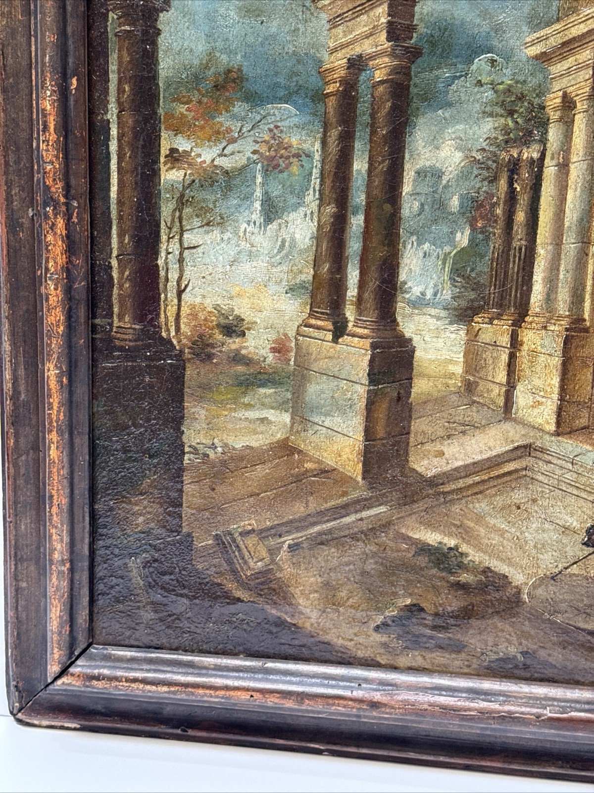 ANTIQUE OLD MASTER PAINTING 17TH TO 18TH CENTURY MYSTERY ARCHITECTURE LANDSCAPE