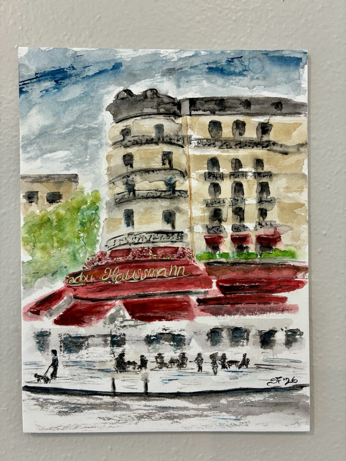 Original Watercolor Paris Cafe Signed! 6×8 New! NOT A PRINT! Impressionist