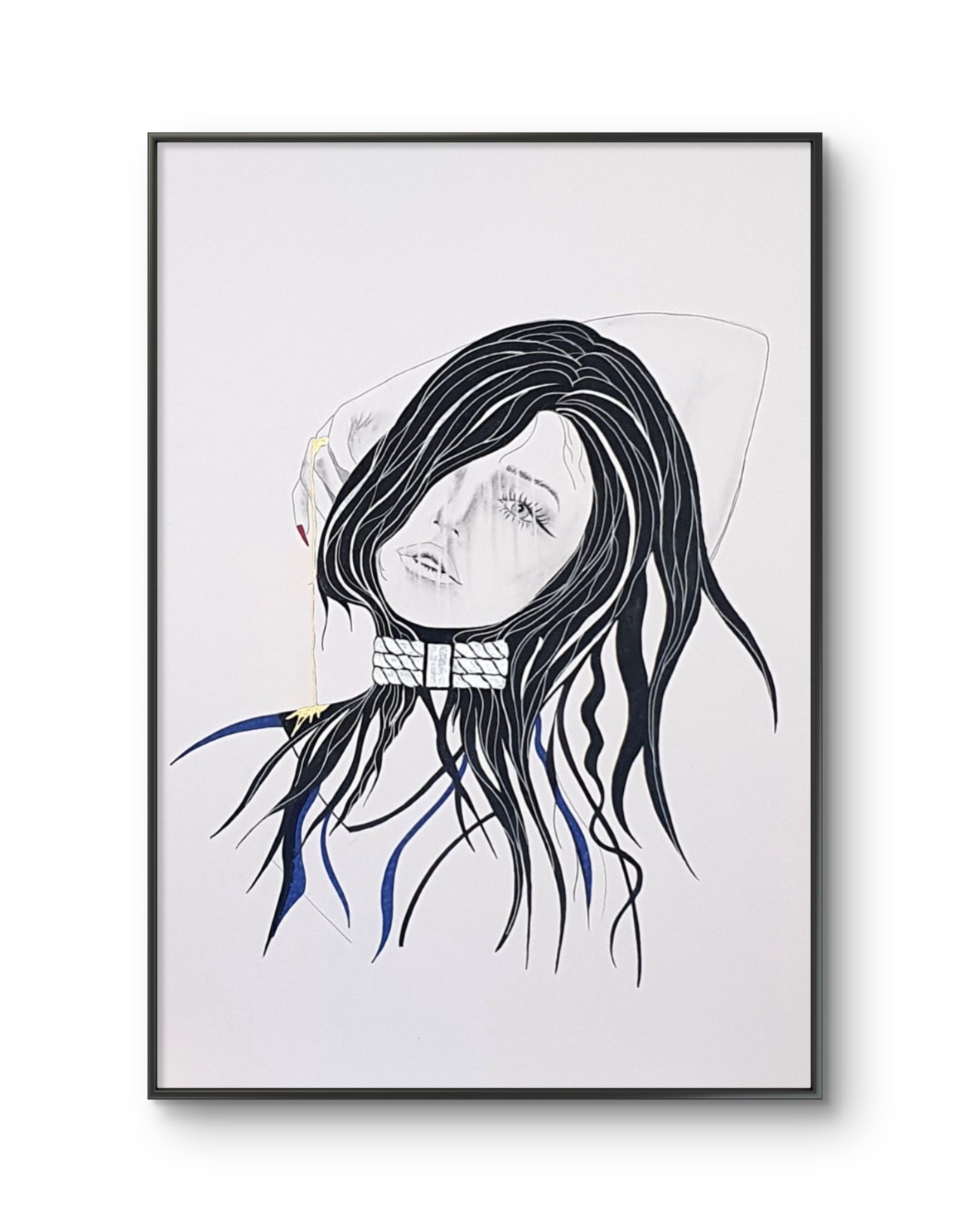 ORIGINAL ARTWORK FEMALE PORTRAIT 16X23 ABSTRACT WALL ART MIXED MEDIA HAND MADE