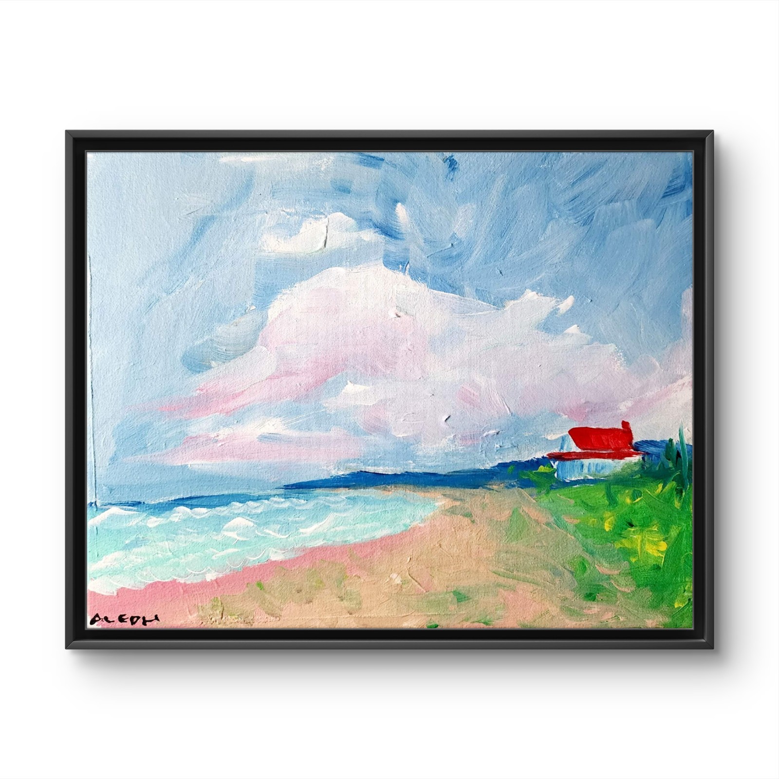 Original Abstract Painting Canvas Neo Expressionist Seascape Art Decor 11×14