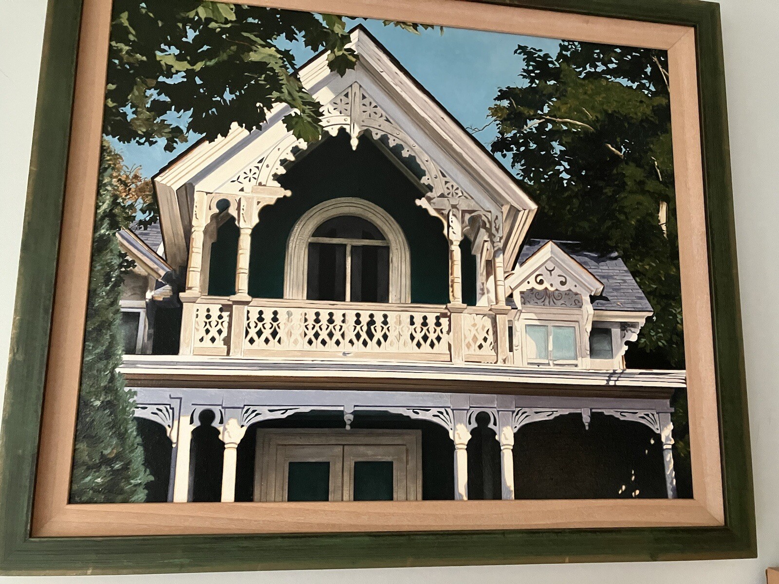 «Sag Harbor» painting David Tyndall. Historic iconic Victorian house Main Street