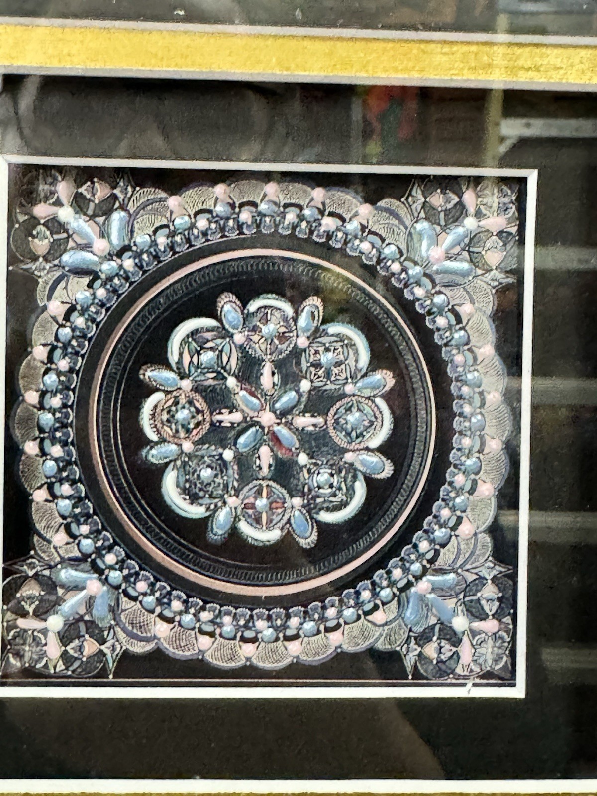 Barbara Haene Signed Mandala Medallion Framed Art OOAK 9.5”