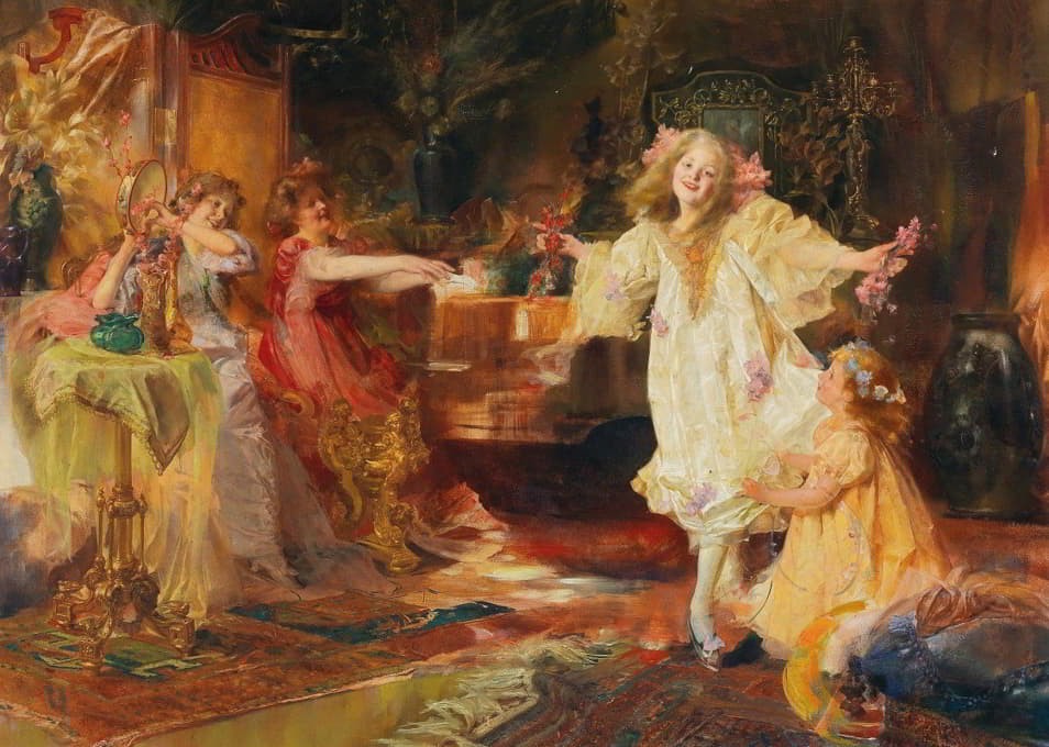 stunning oil painting handpainted on canvas-Girls dancing