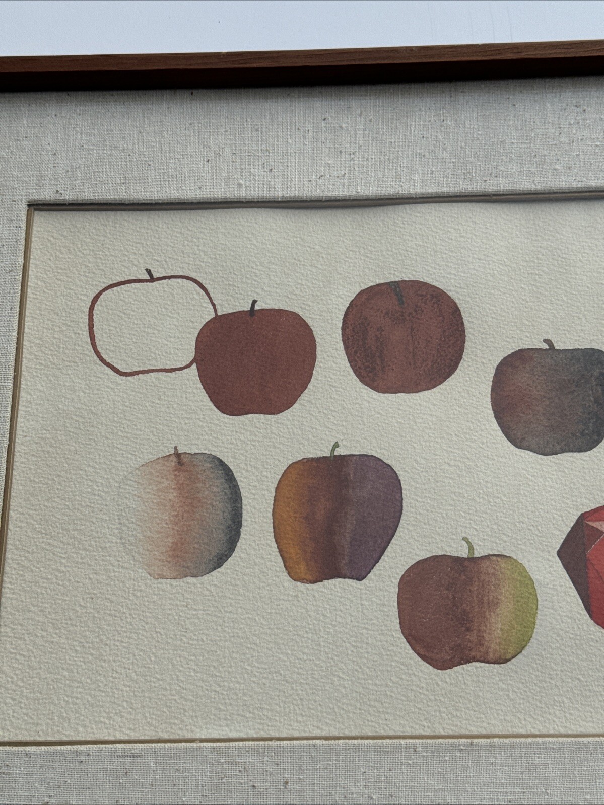 VINTAGE MODERNIST STUDY APPLE FRUIT MODERNISM SIGNED EDWARDS MID CENTURY ART
