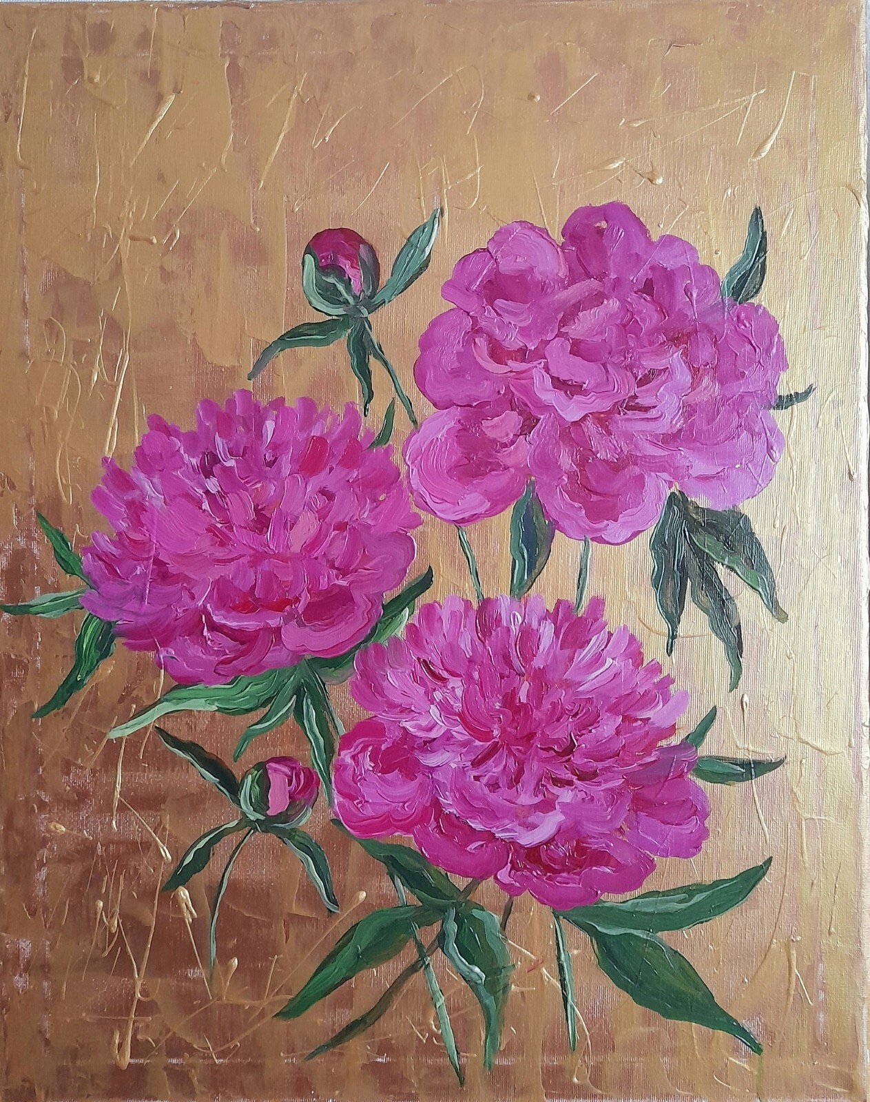peonies original oil painting, pink peonies wall art, flower oil painting