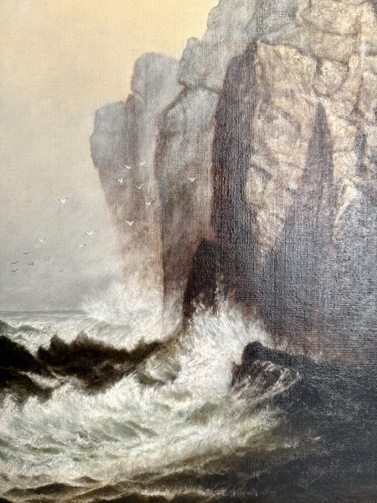 Original Grand Manan Antique Art Painting Hudson River School Style Ornate Frame