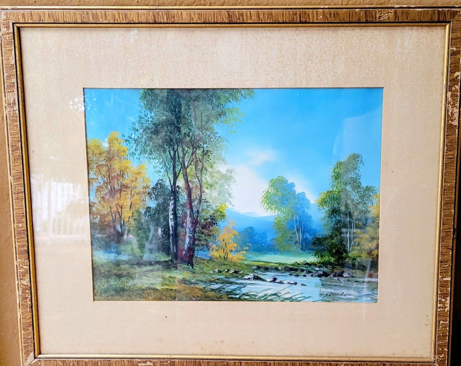Helmut Stadelhofer (1914-1979) Painting Landcape w Trees & River SIGNED