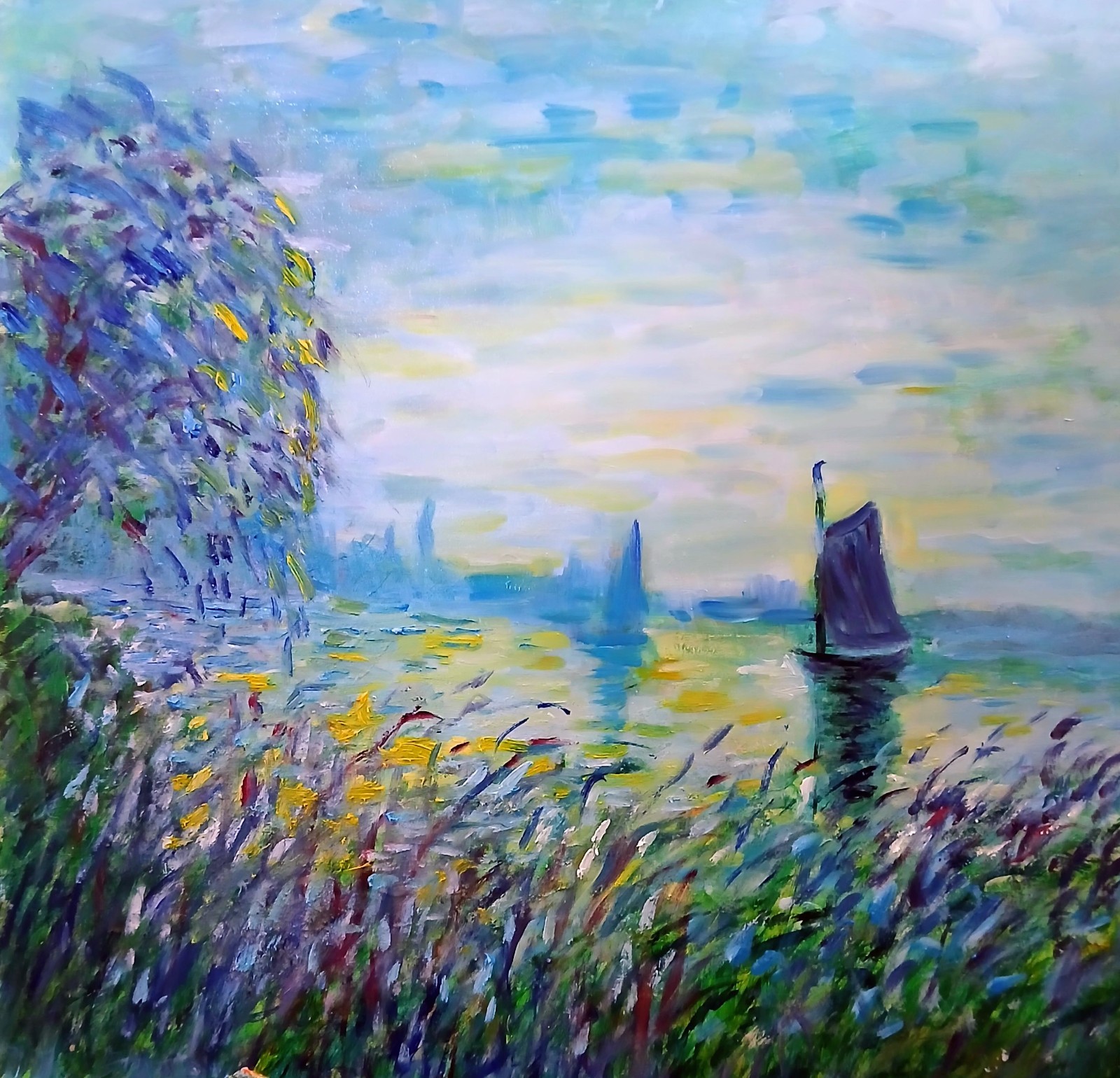Impressionist Sailboat Painting – Wind & Water Series #4