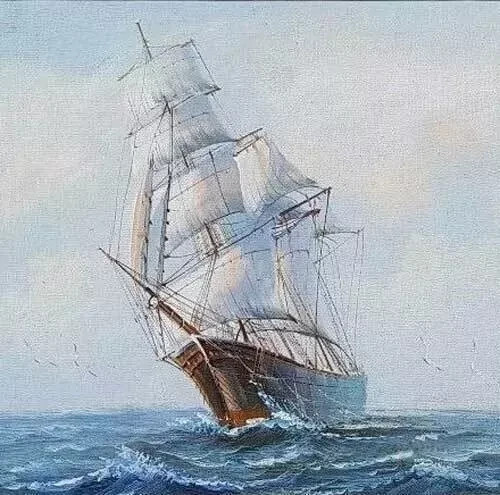 MQ1096 100% Handmade Painted Sailing Boat Seascape Oil Painting Wall Canvas Art