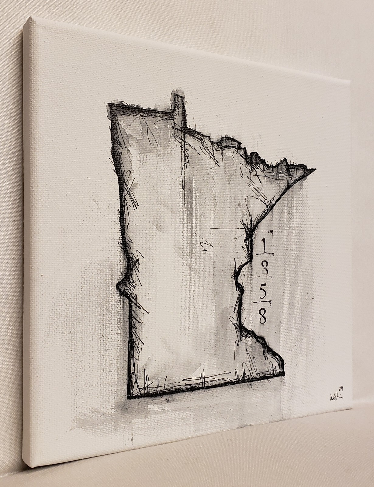 Original Abstract Modern Minimal Ink Painting By K.A.Davis » Minnesota «