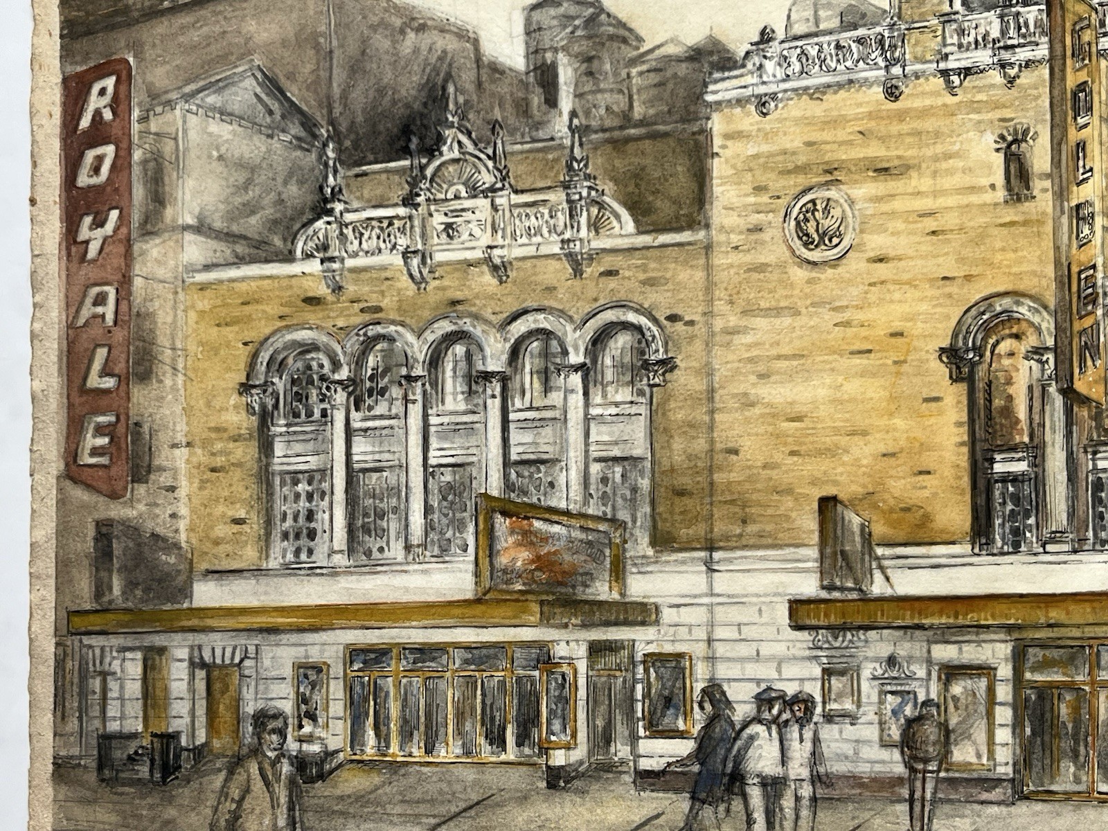 70s 80s New York City NYC Street Scene Painting Royale Golden Theatre Broadway