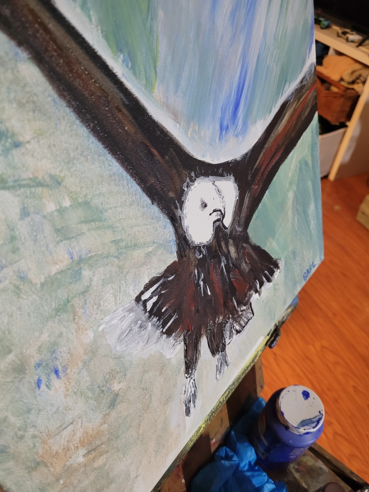 Eagle Swooping Vibrant Abstract Expressionism Canvas Painting