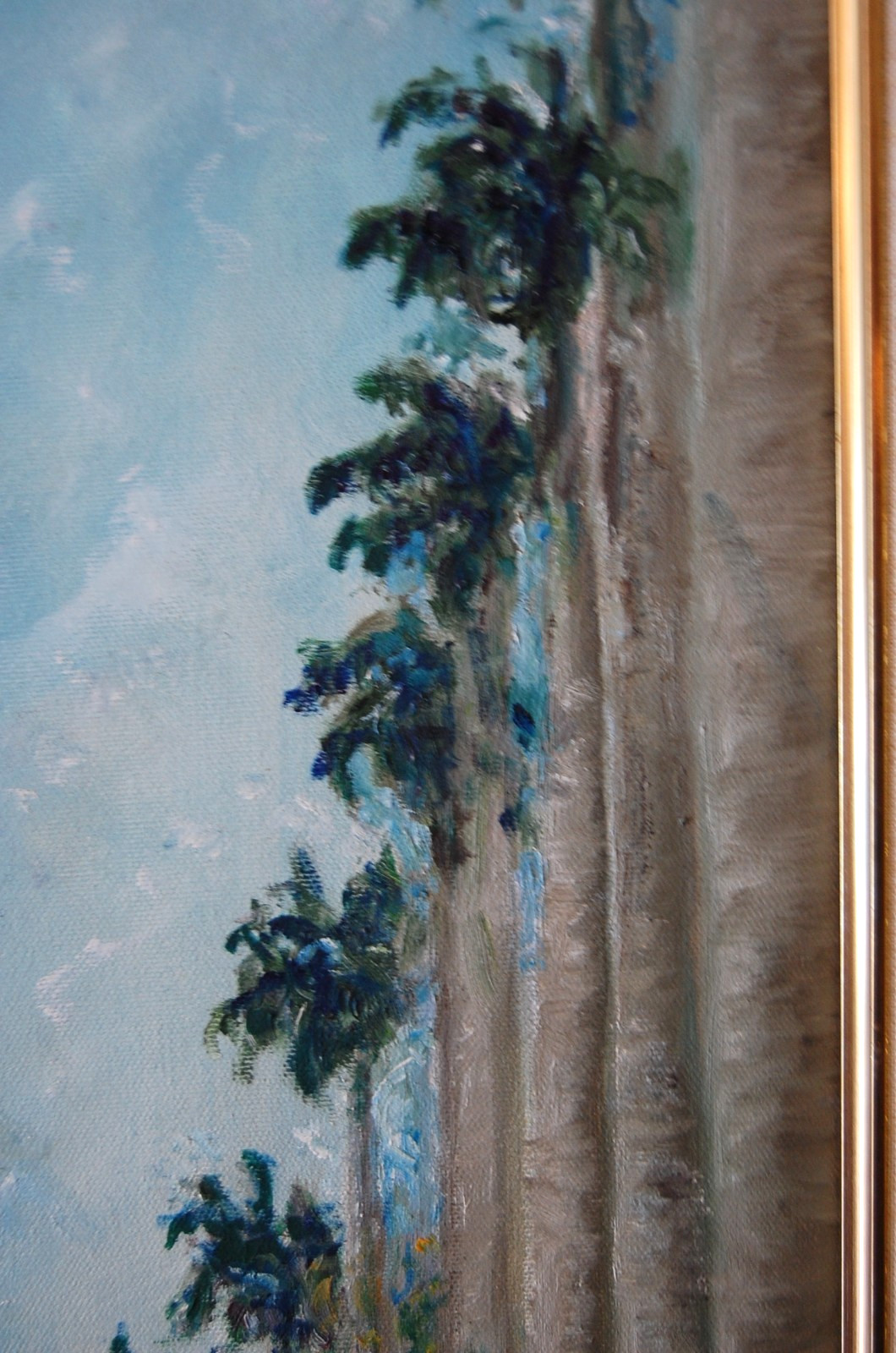 FRAMED ORIGINAL OIL GUARDARRAYA DE PALMA REALES CUBAN COUNTRY ARTIST HECTO VIDAL