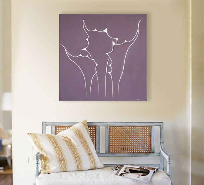 Succulent in Violet 30×30 Original Abstract Art Acrylic Painting Large Canvas