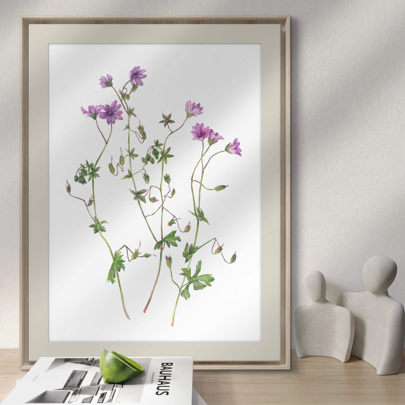 Original Watercolor Purple Wildflowers 8×11 Painting Unique Artwork Wall Art