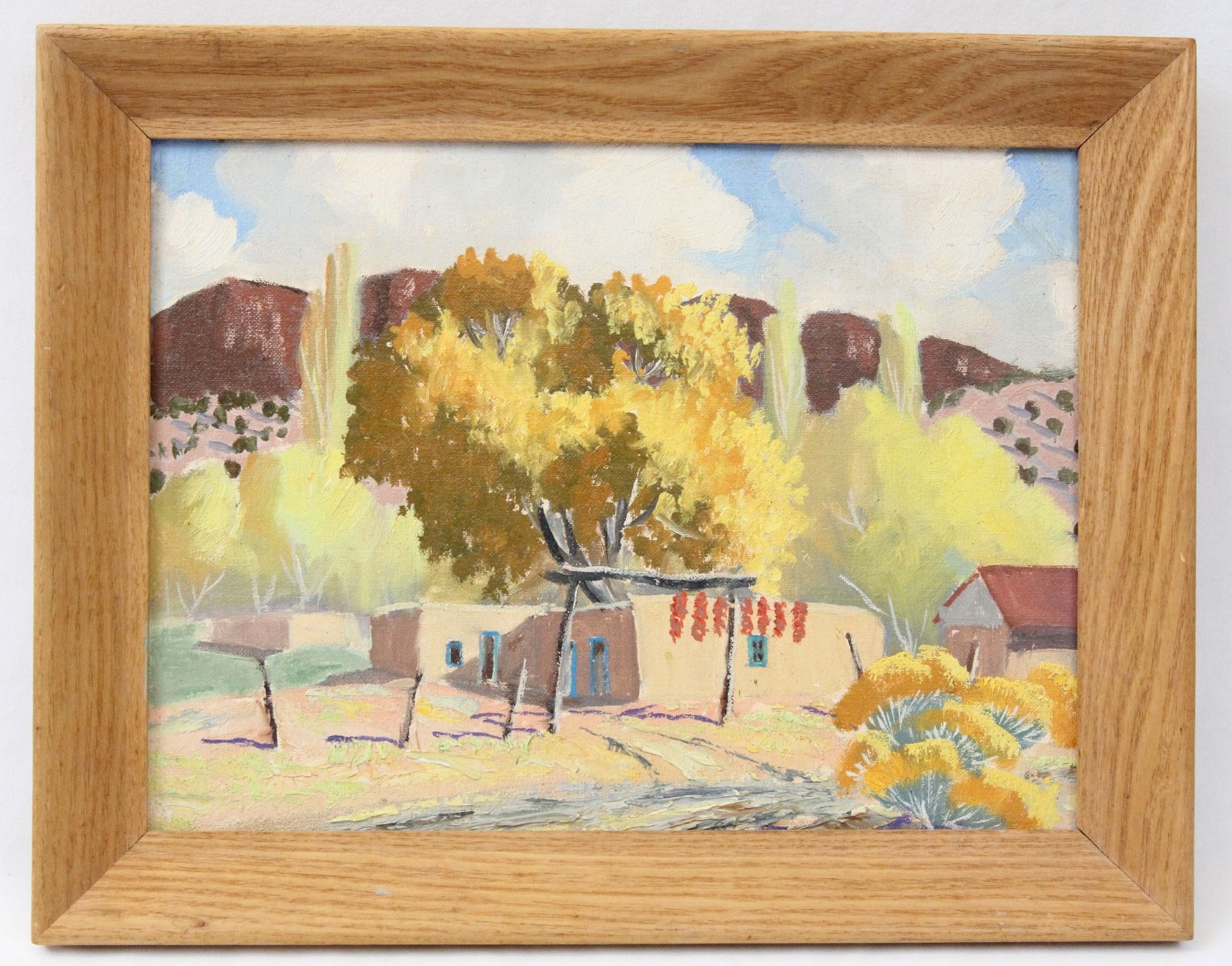Vintage 9×12 Oil Painting Impressionist Western Adobe Home Arizona New Mexico