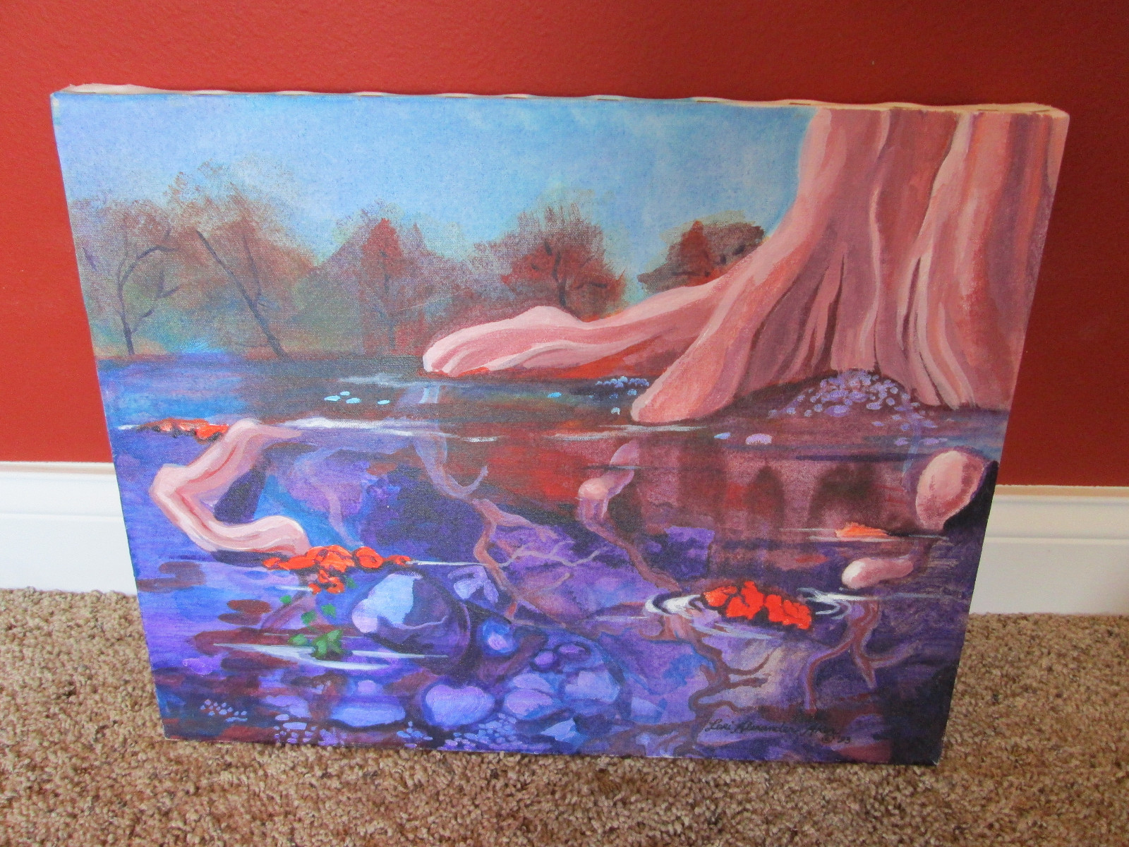Lori Alexander Aker original signed acrylic painting Roots, Swamp tree