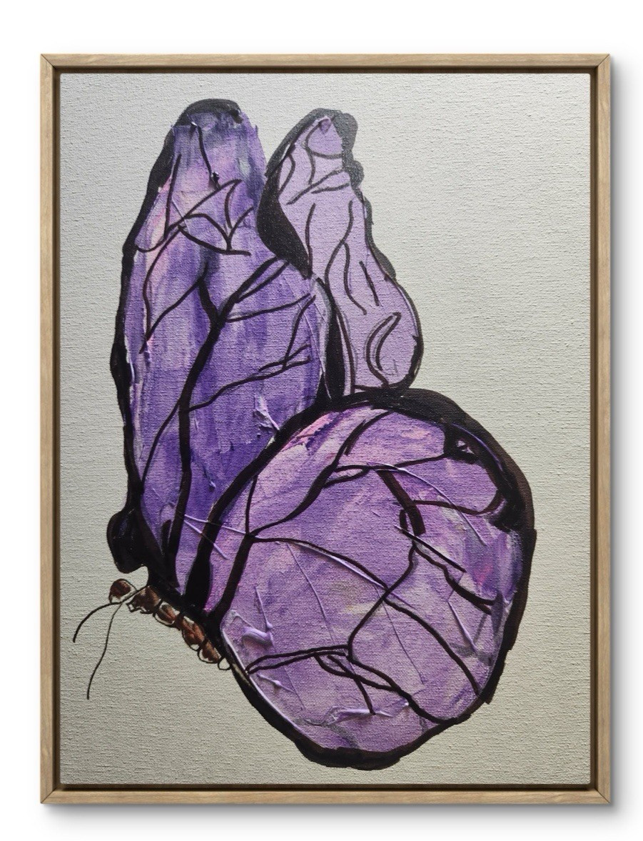 Purple Butterfly Original 14X11 Canvas Acrylic Abstract Empressionistic Wall Art