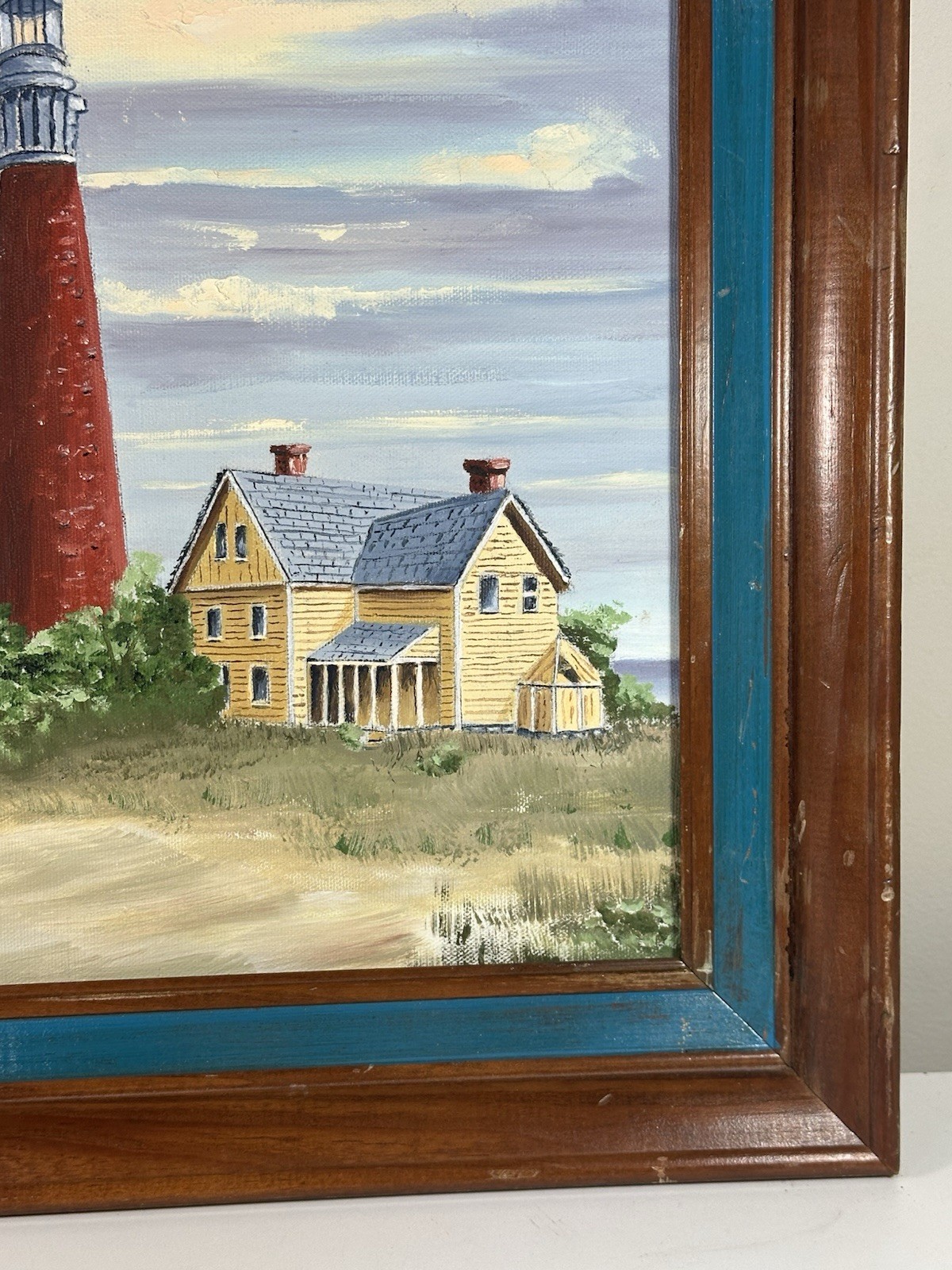 Original Framed Lighthouse Sea Scape Oil Painting Signed Richard Elwell