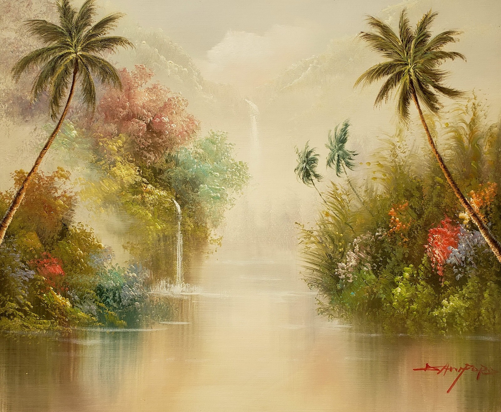 Tropical Landscape, Item#- 5, 20×24,100% Hand Painted Oil Painting on Canvas