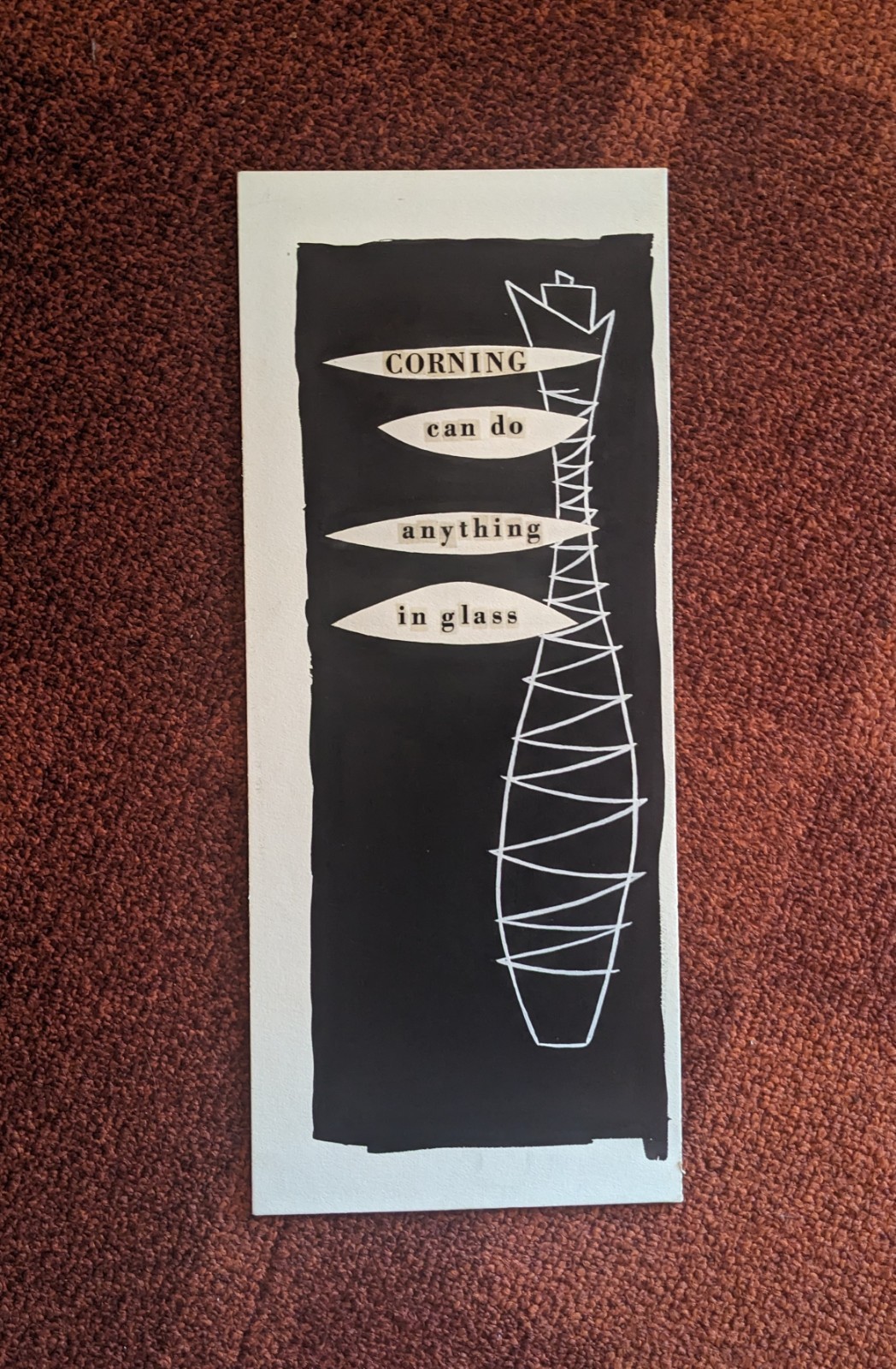 ALVIN LUSTIG, ACRYLIC ON BOARD, ADVERTISEMENT FOR CORNING GLASS C. 1950