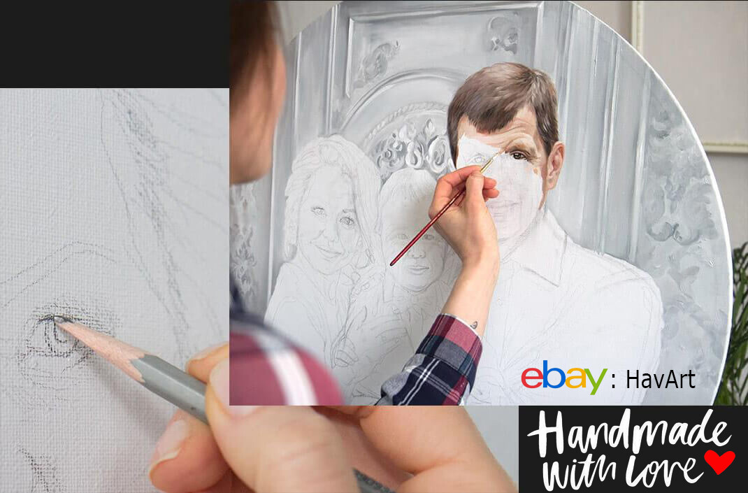 Family Painting Custom Oil Portrait Painting from Photo 100% handpainted oil art