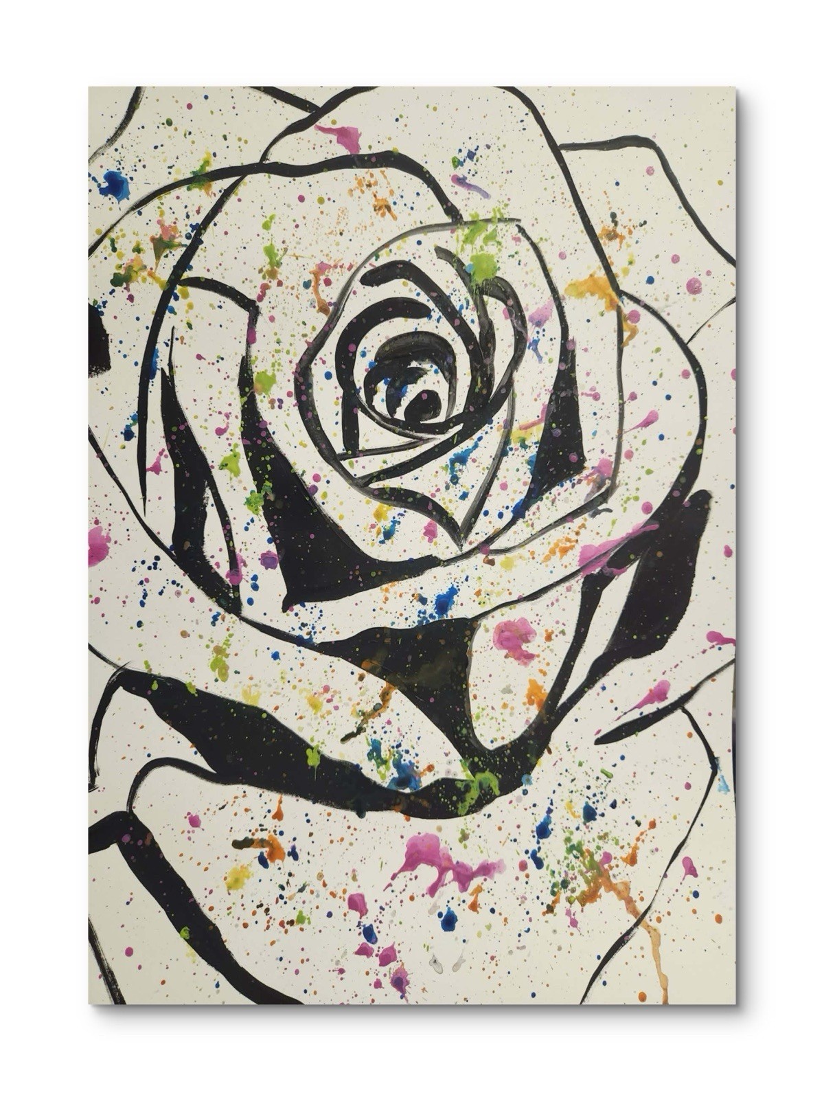 Abstract Rose Modern Unique Bold Art Acrylic Mixed Media Paper 12X16