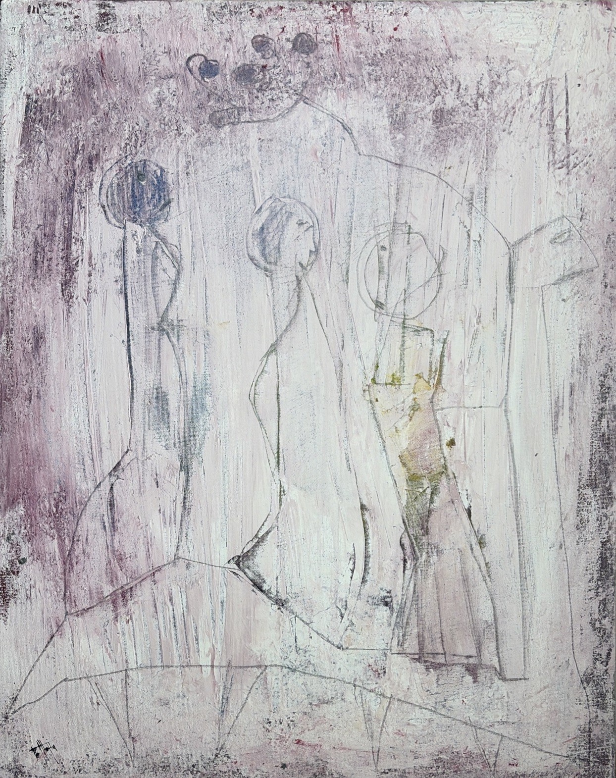 Beto Mejia Original Modern Abstract Expressionist Figures Art Painting Canvas