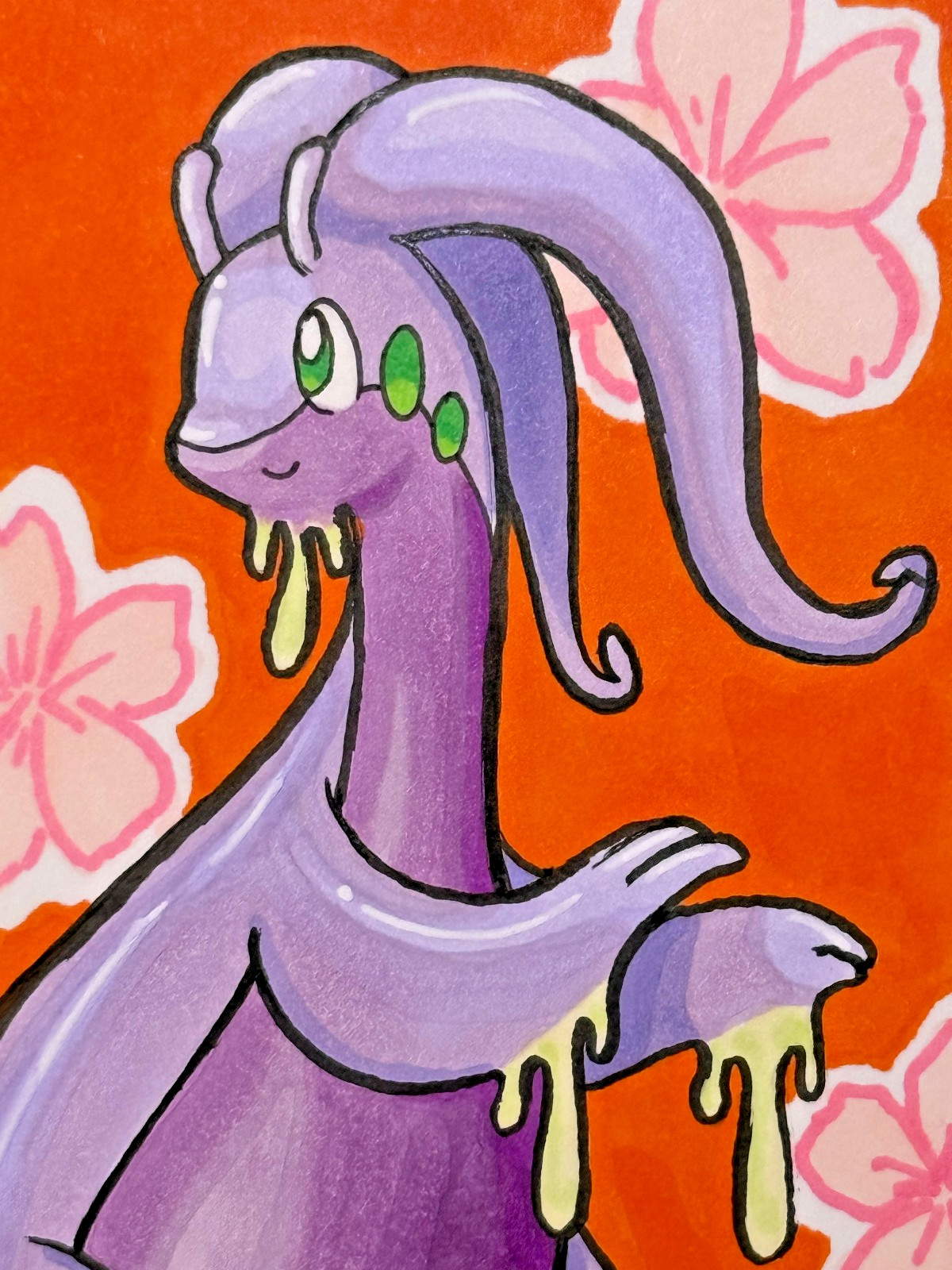 ACEO Original Pokemon Fanart «Goodra», Mini Art 2.5 x 3.5 Inches Anime