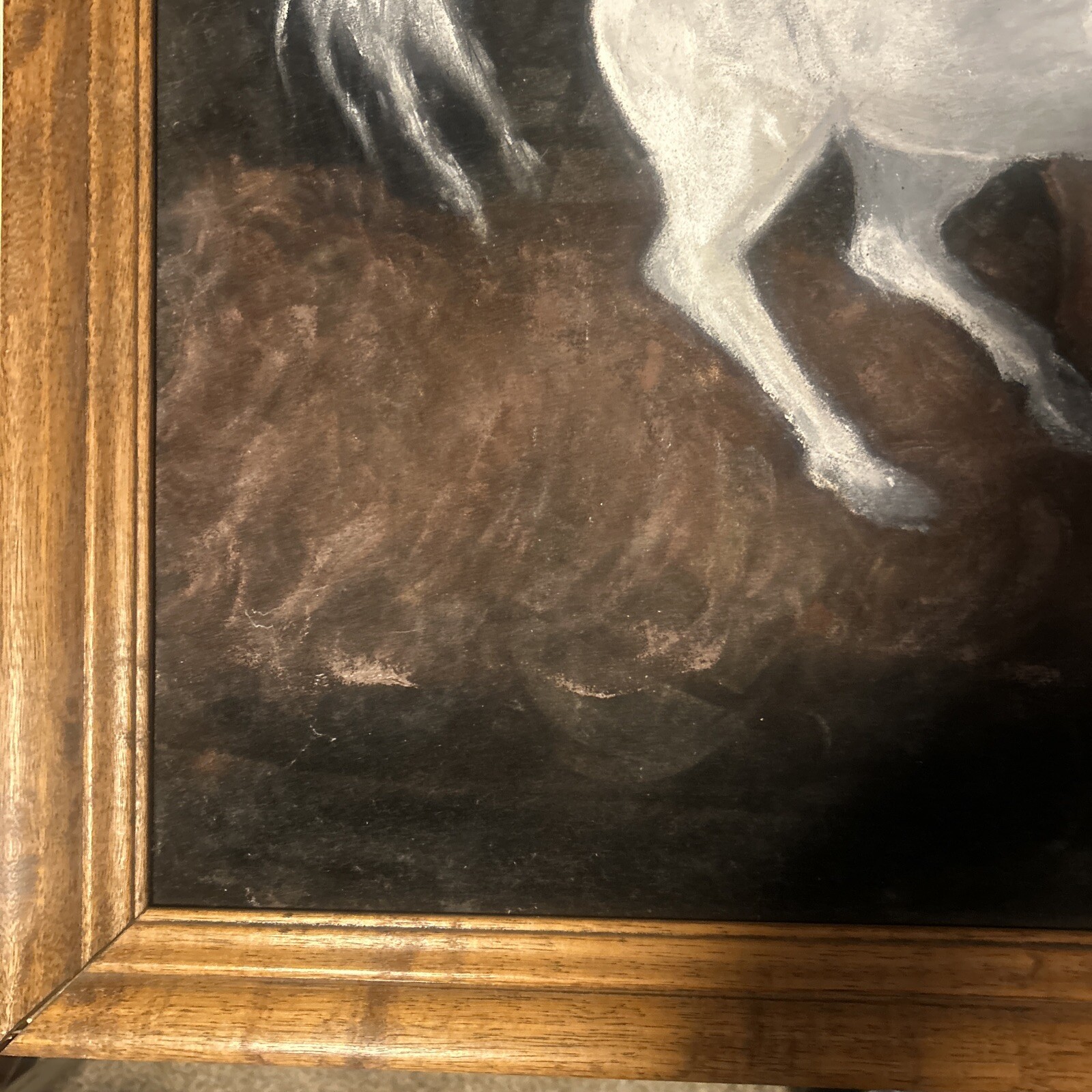 Horse Painting Signed DM 29 1/2”x 23 1/2” 32 1/2 X 26 1/2” With Frame