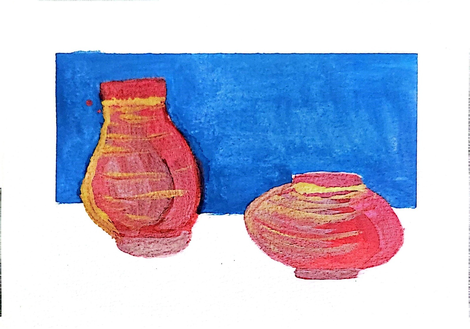 Two Red Glass Vases Abstract Impressionist Original Watercolor Painting 5×7