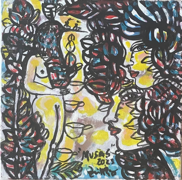 ZAIDA DEL RIO. Original Painting .“Musas” (2023) – Signed & Dated. Cuban Art.
