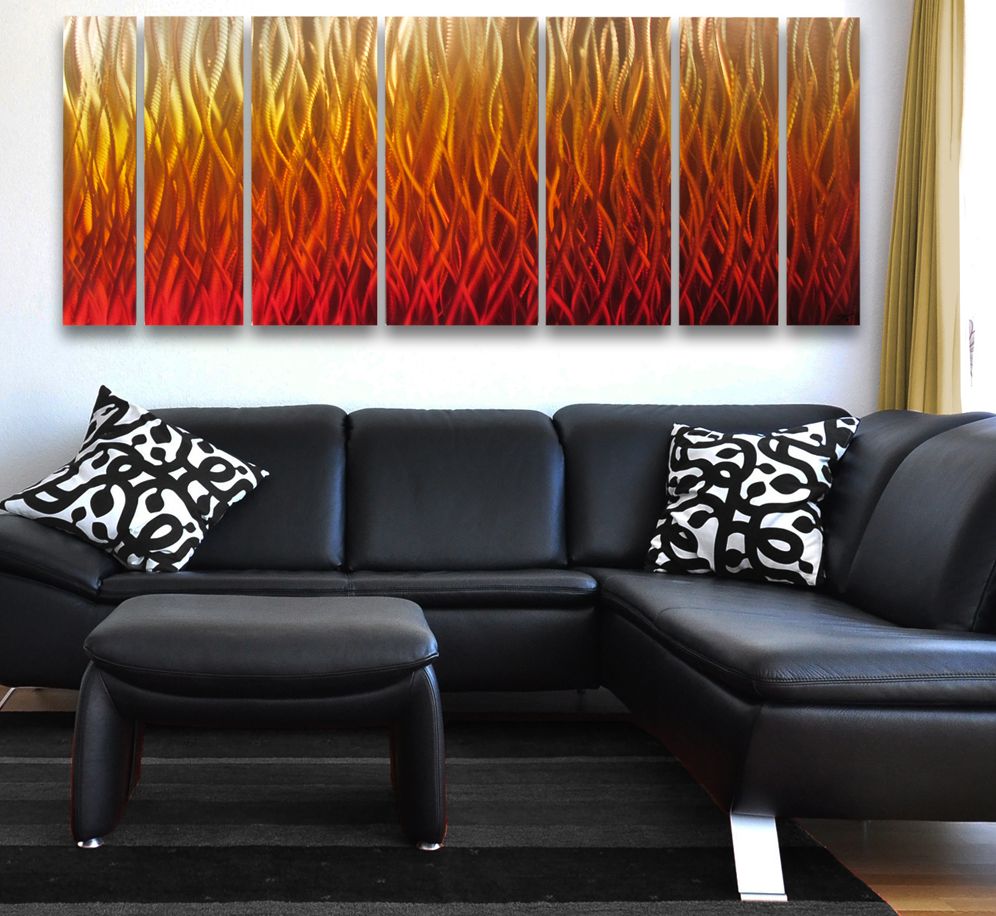 Modern Abstract Metal Wall Art Painting Sculpture Home Decor Large Flame Design