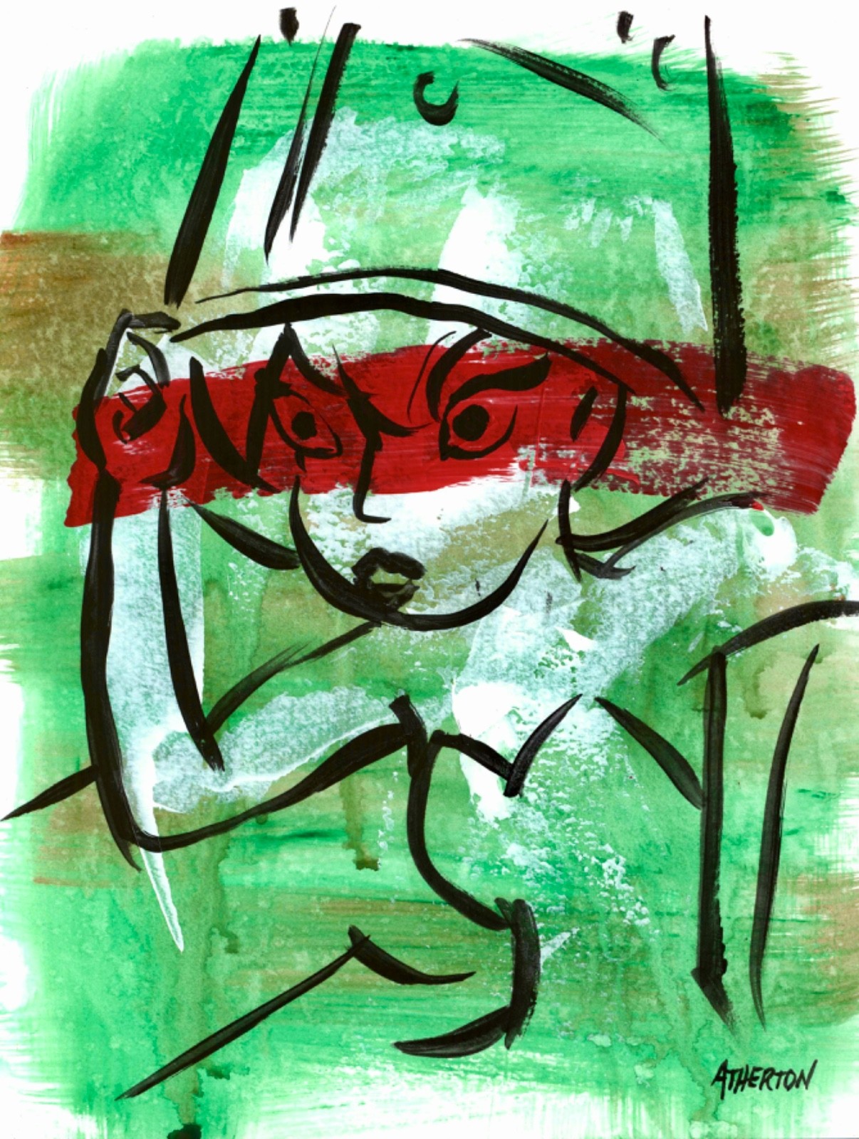 Atherton 9×12 Original Tinkerbell Peter Pan Painting «Angry Tink 1» signed