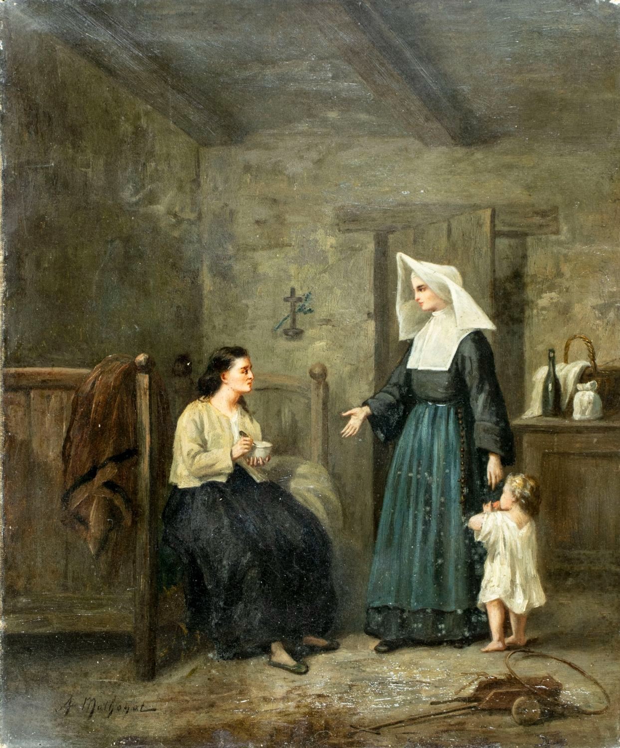 Alexis Mathonat (France,1832-1890) oil painting antique 139798
