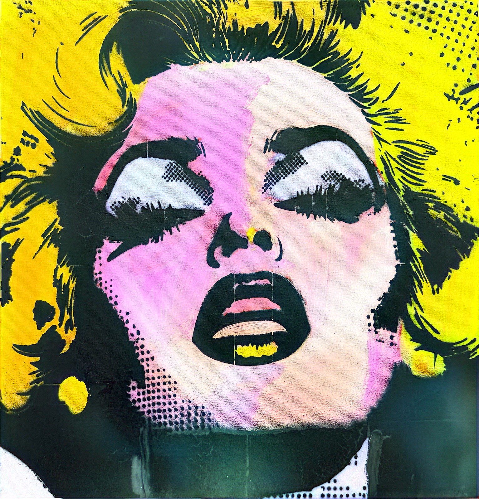 GERARD 16X16 IN-Abstract Pop Expressionist Original Painting Canvas Girl
