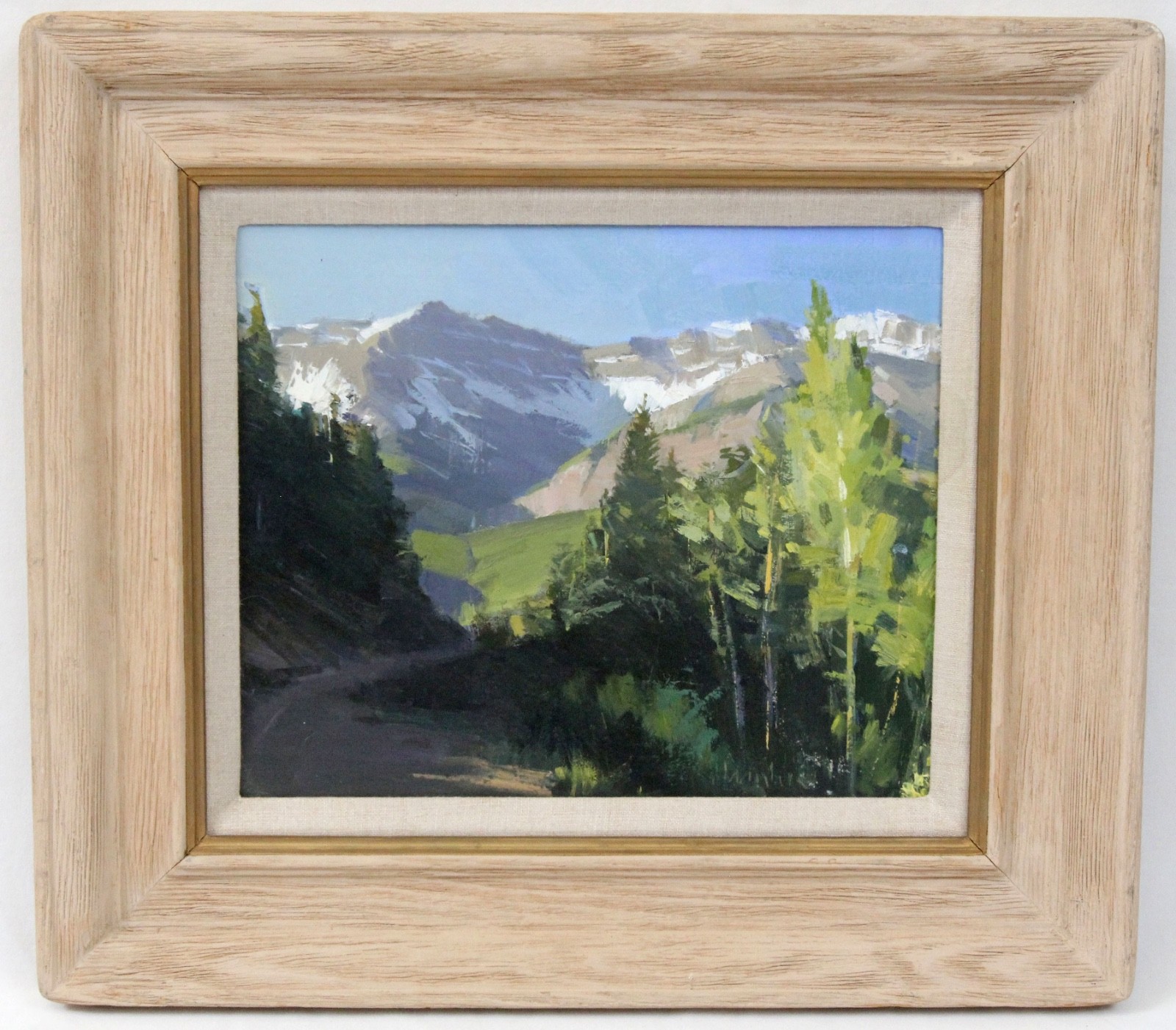 Robert Lemler 12×10 Oil Painting Snowy Mountains Forest Landscape Listed Artist