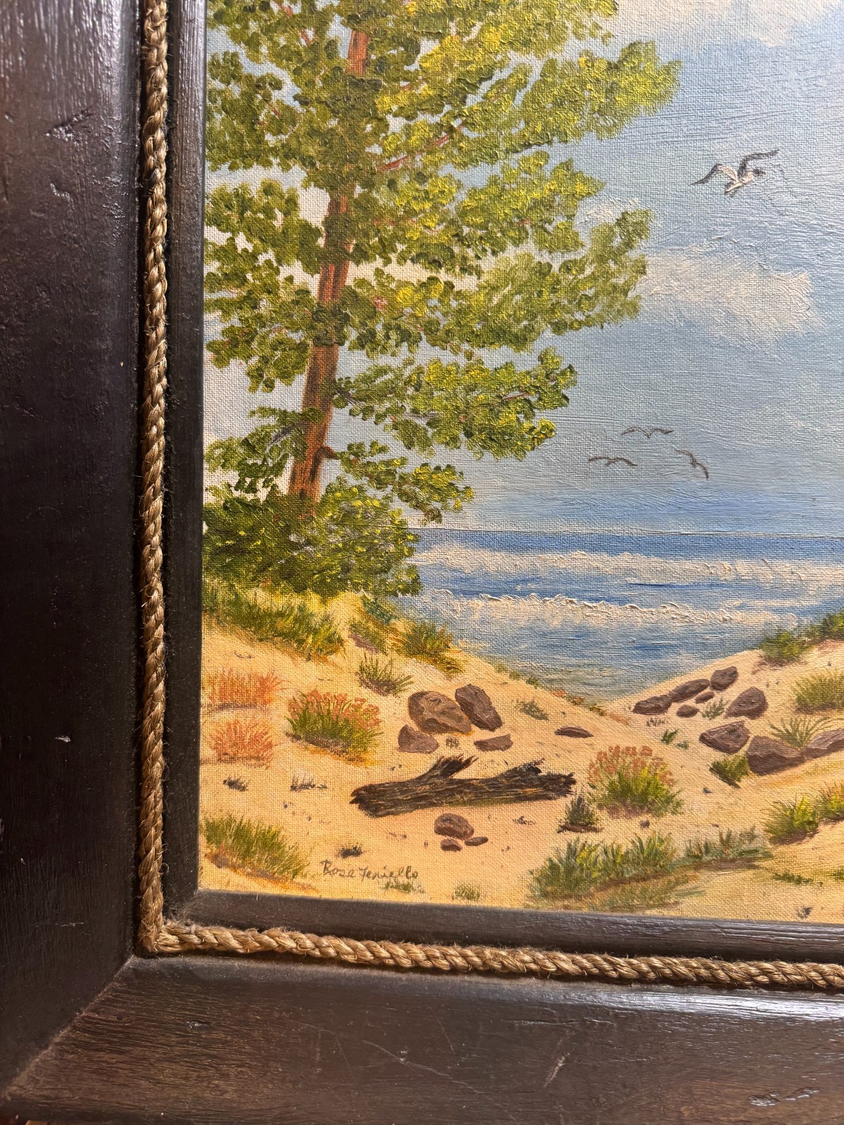 Rose Fenielo? 1985 «Sandy Hook New Jersey Scene» Oil Painting – Signed/Framed