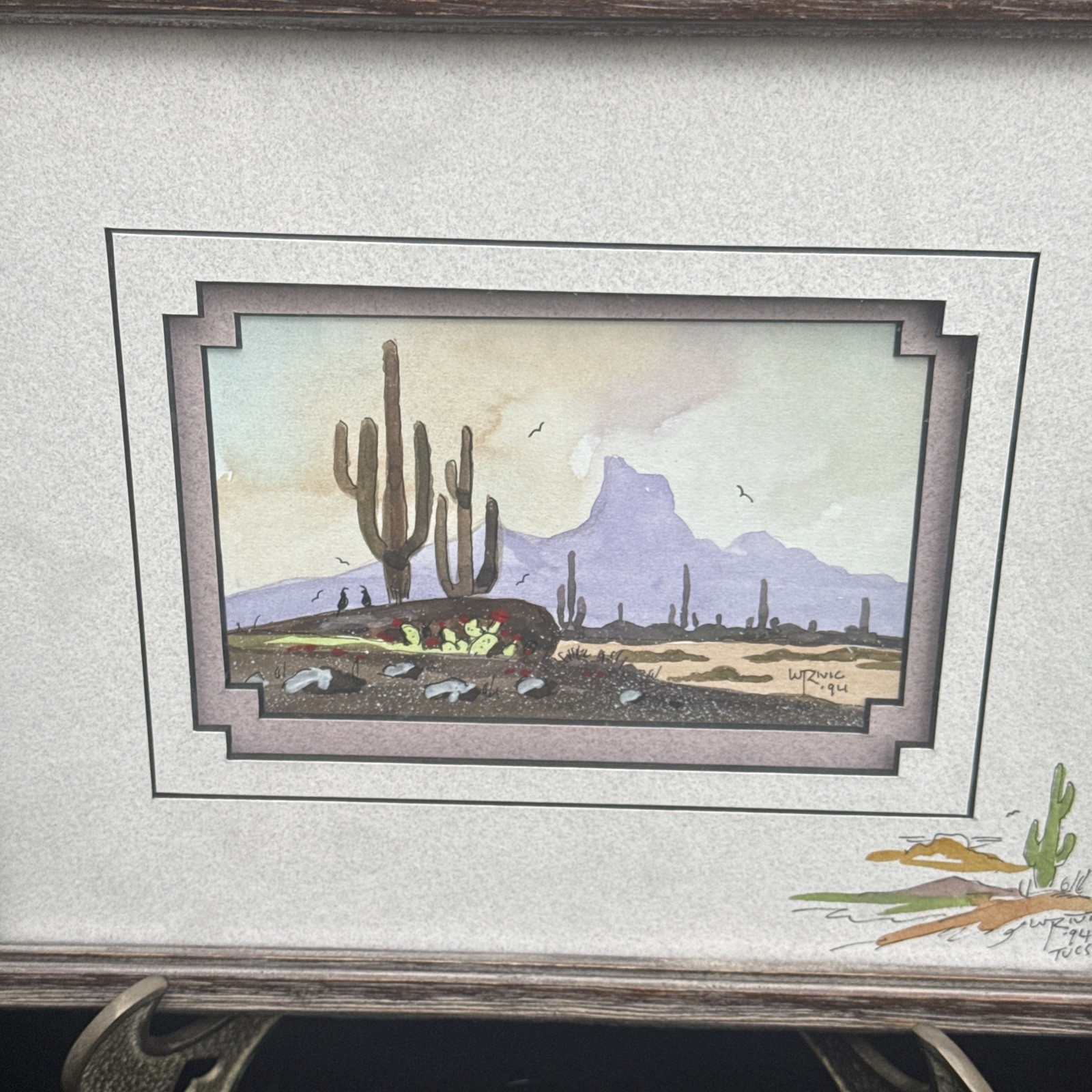 Original William T. Zivic Painting 1930-2025 «Tuscon» Framed 1994 Signed 11×9”