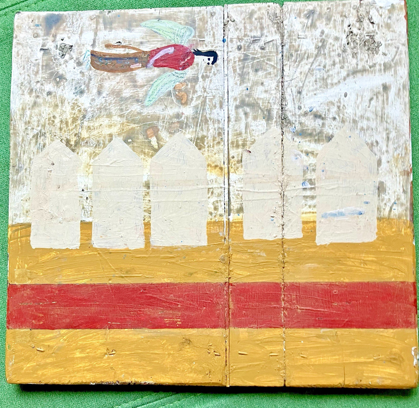 Billy Woolway “Angel at 11:00” Primitive 1993 Painting on Wood OOAK