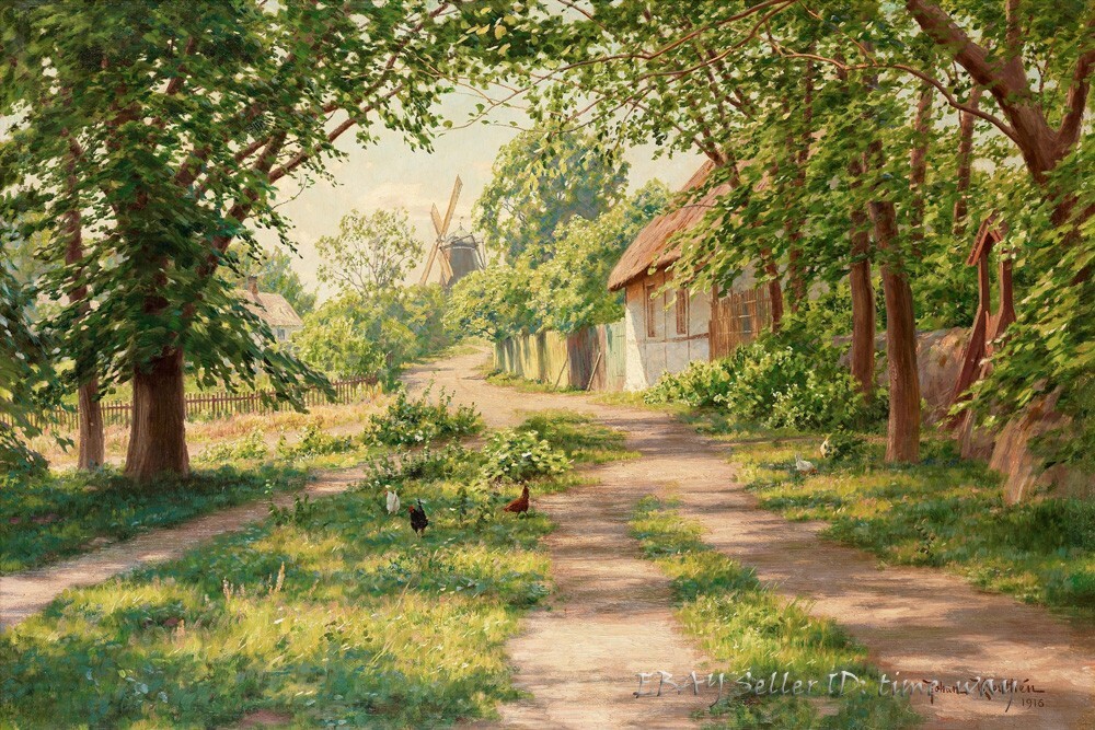 Scenery with windmills Oil painting Wall art Giclee Printed on canvas P2250
