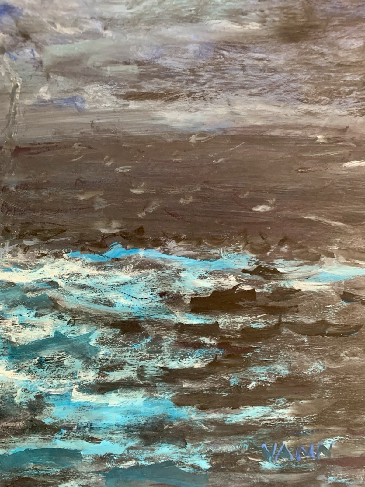 “Ocean Lightning” Oil Painting New 2026 Large 18in x 24in REAL ART BY GINA VANN
