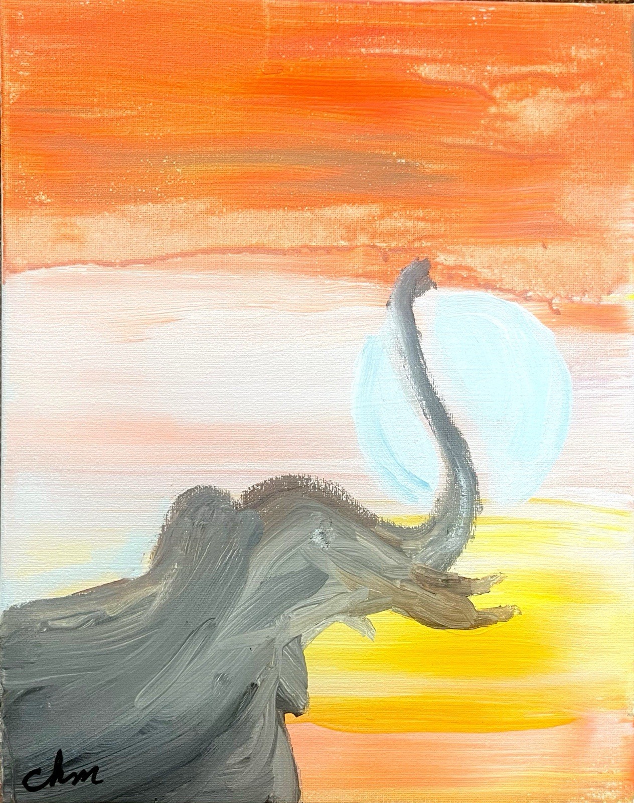11×14 Elegant Elephant Expressionism Abstract Original HandmadeSigned Colorful