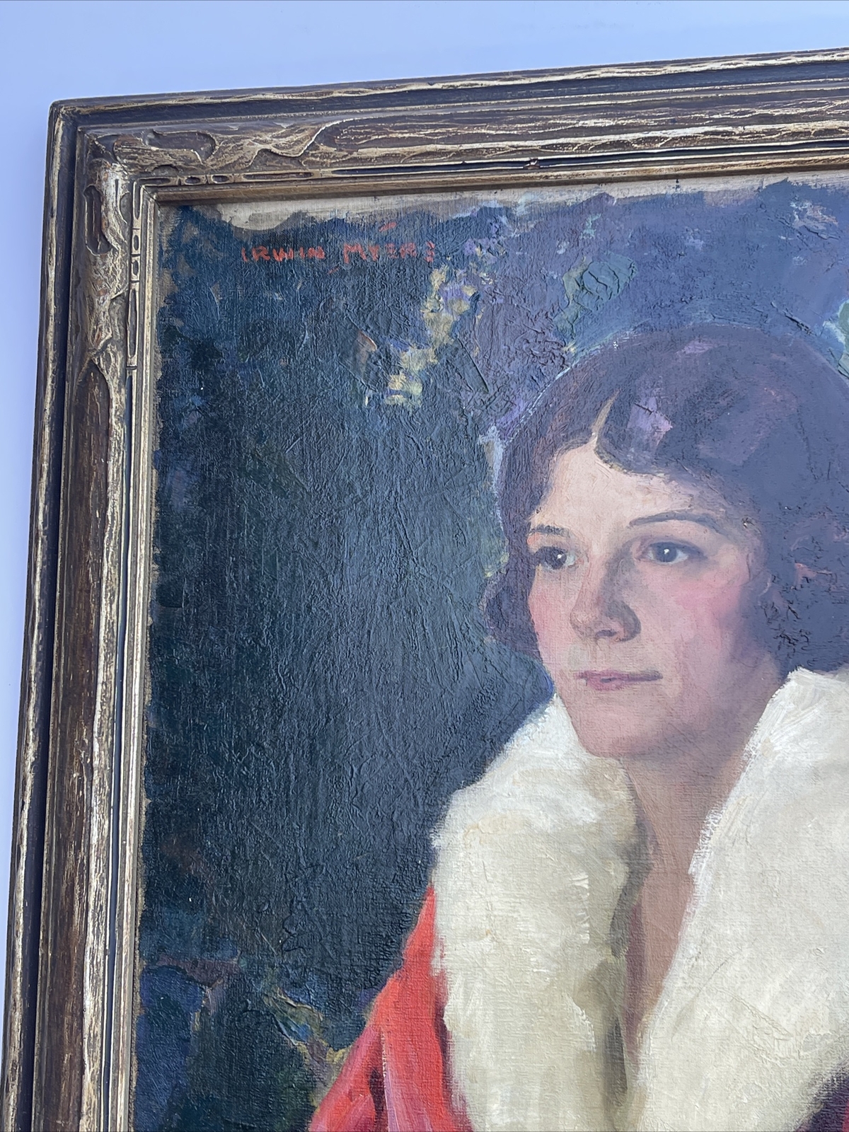 ANTIQUE PORTRAIT PAINTING FEMALE PRETTY WOMAN MODEL ART DECO IRWIN MYERS LISTED