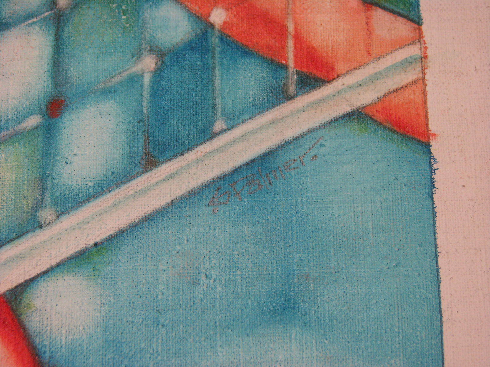 Original Art Painting Gary Palmer Female Blonde Woman Beach Volleyball Sports