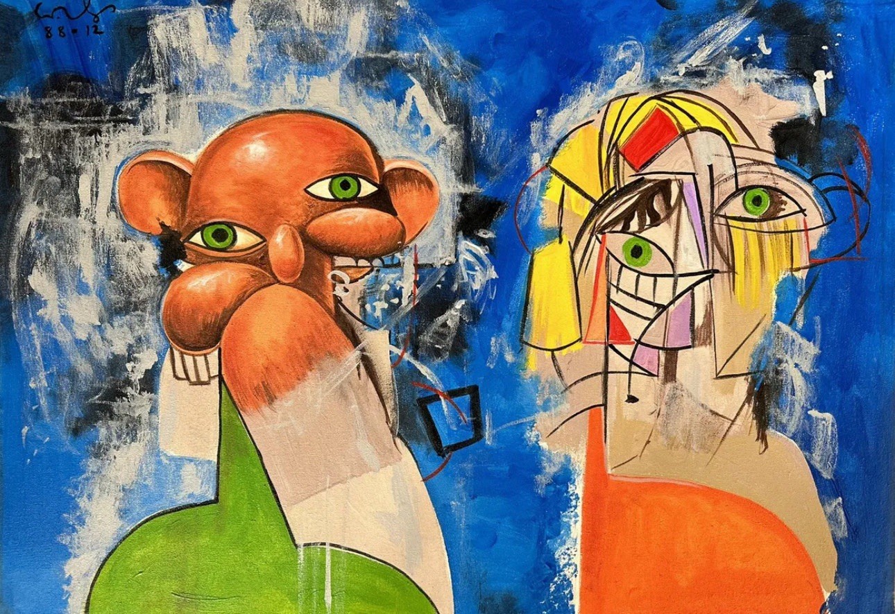 GEORGE CONDO OIL ON CANVAS PAINTING SIGNED AND SEALED MEASURES 50CMX70CM