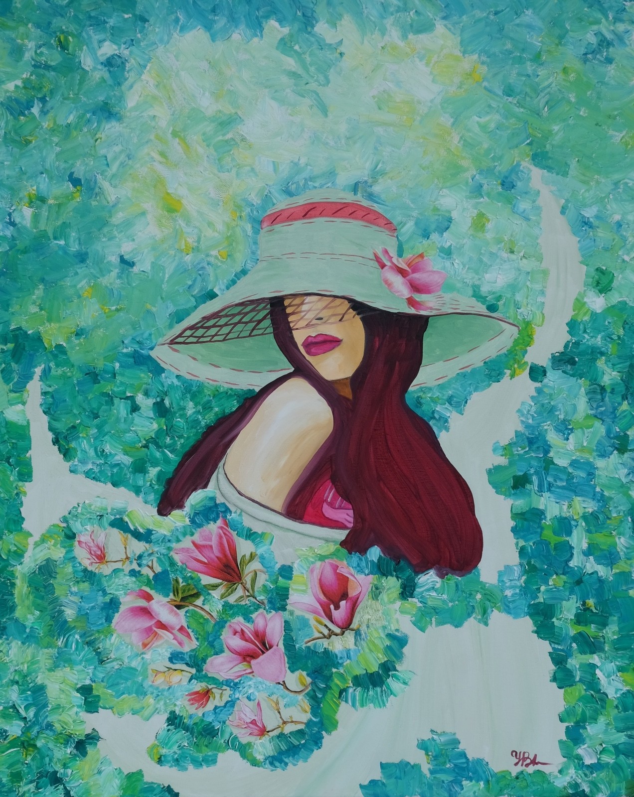 Art, Painting «Hat 7″ – Giclee on Canvas 22″ x 28» by Yelena Berzon