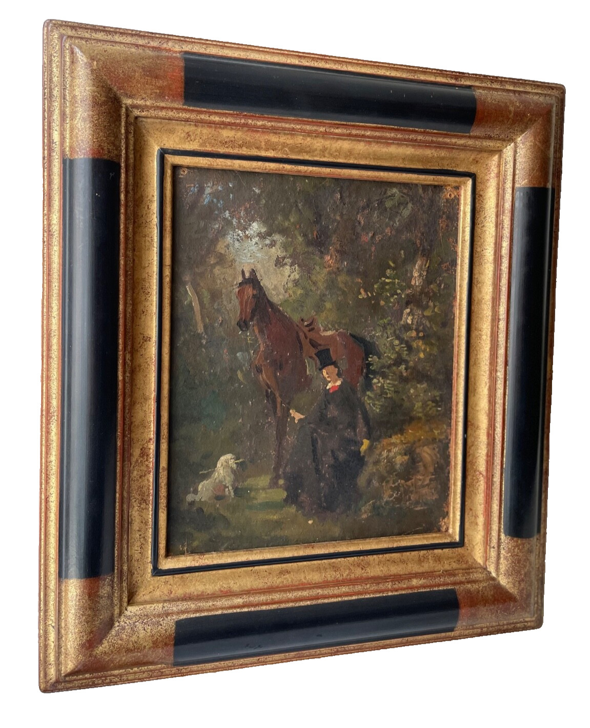 19th French Impressionism EDOUARD MANET ? Oil – Horsewoman and his Dog