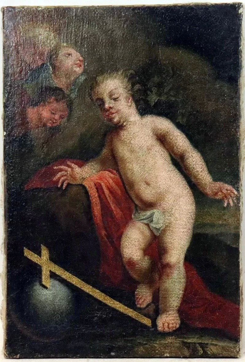 Baroque painting baby Jesus with angels around 1700 (# 18962)