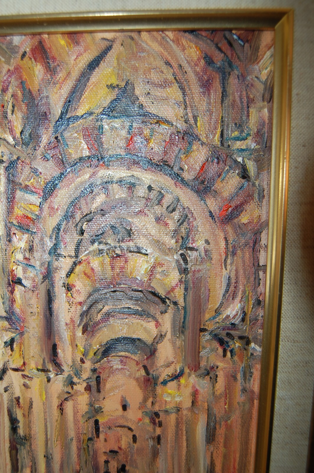 FRAMED ORIGINAL OIL ARCHES MEZQUITA DE CORDOBA, SPAIN VIEW I ARTIST: HECTO VIDAL